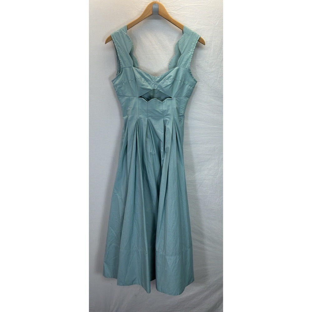 Farm Rio Cutout Scalloped Tank Sundress Blue Midi Spring Casual Sz S